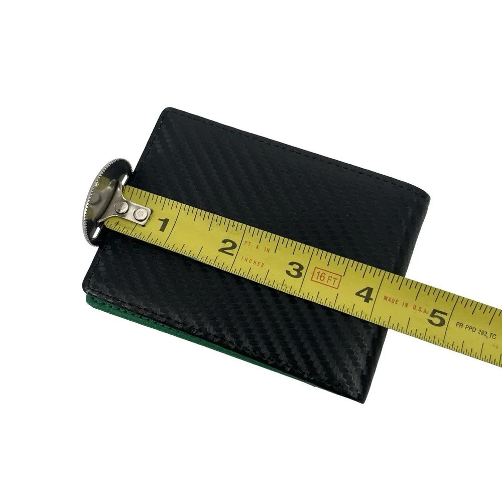 CIEPHIA Mens Bifold Wallet Black Green Carbon Fiber Look ID Window Slim EDC